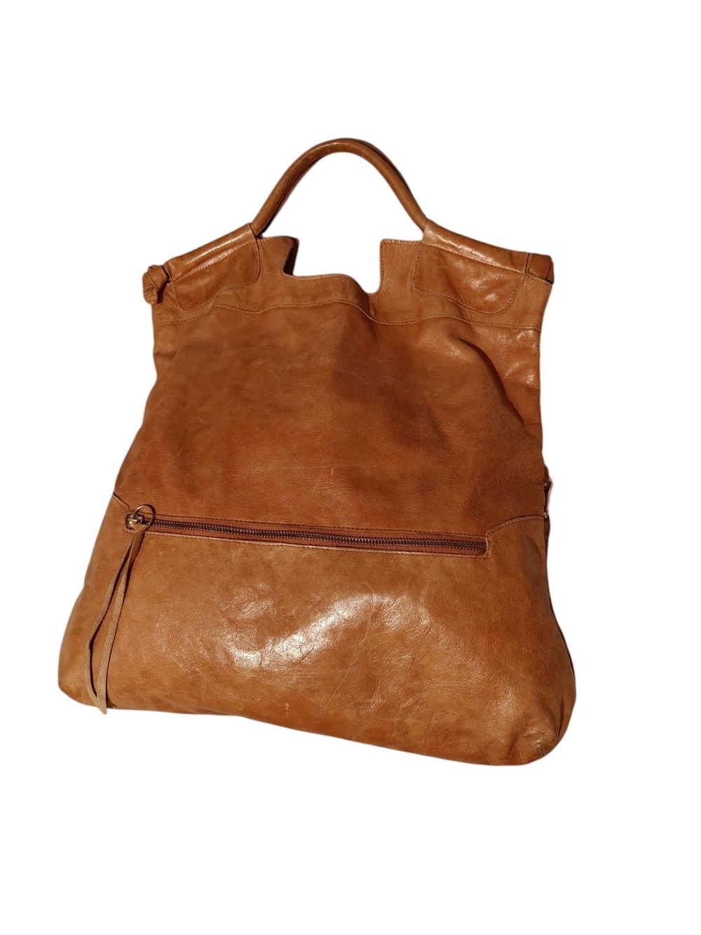 ANNA CORINNA Mid City Leather Tote Large Handbag in Cognac